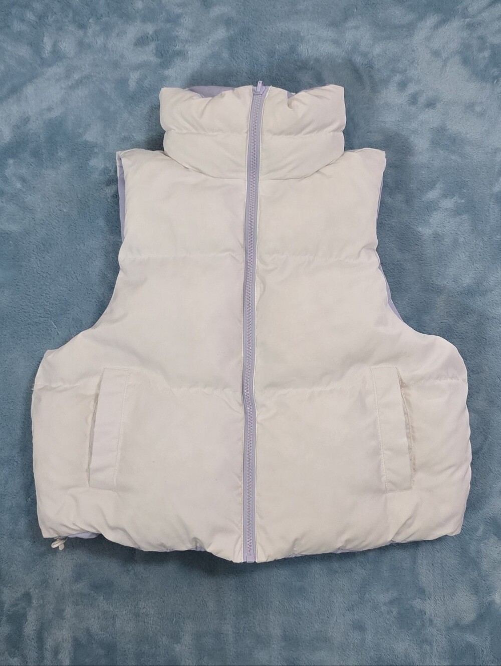 Light Lavender Puffer Vest with High Collar